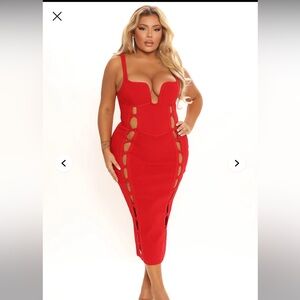 Fashion Nova Striking Red Midi dress